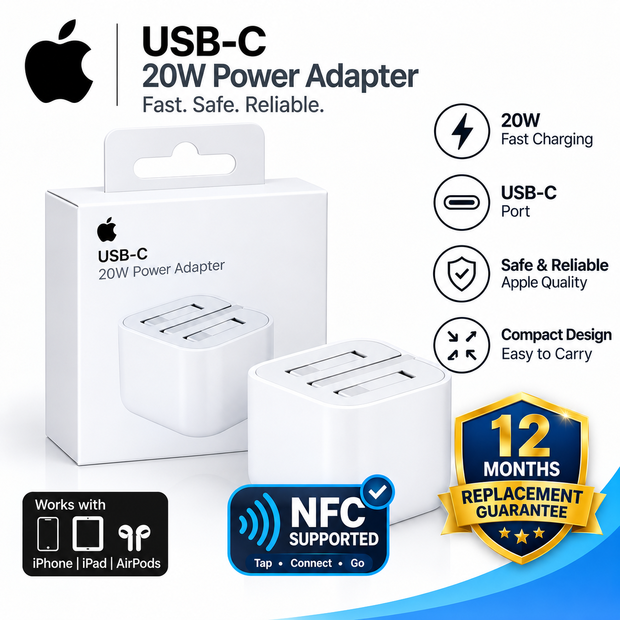 12 months guarantee-Apple 20W USB-C Power Adapter